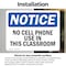 Signmission No Cell Phone Use In This Classroom, 5 in W x Rectangle, Vinyl Decal OS-2PACK-NS-D-35-L-16028 - alternate 3